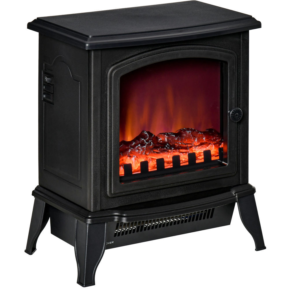 homcom chimenea electrica de pie 10002000w chimenea decorativa con efecto de llama termostato ajustable y proteccion contra sobrecalentamiento para salas 20-25m 365x24x455 cm negro