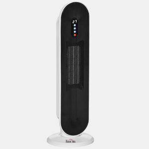 HOMCOM Aquecedor Cerâmico de Torre 1200W2000W com Controle Remoto Termostato Temporizador de 24h e Sistema Anti-Rolamento para Sala de 20m² 21x21x63,5cm Branco e Preto