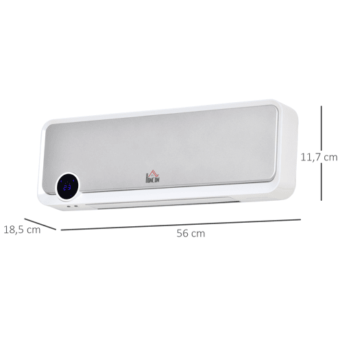 HOMCOM Aquecedor Elétrico de Parede de Baixo Consumo 1000W2000W PTC com Controlo Remoto, Ecrã LED, Temporizador de 12H, Termóstato e Proteção contra Sobreaquecimento 56x11,7x18,5 cm Branco HOMCOM Aquecedor Elétrico de Parede de Baixo Consumo 1000W2000W PTC com Controlo Remoto, Ecrã LED, Temporizador de 12H, Termóstato e Proteção contra Sobreaquecimento 56x11,7x18,5 cm Branco