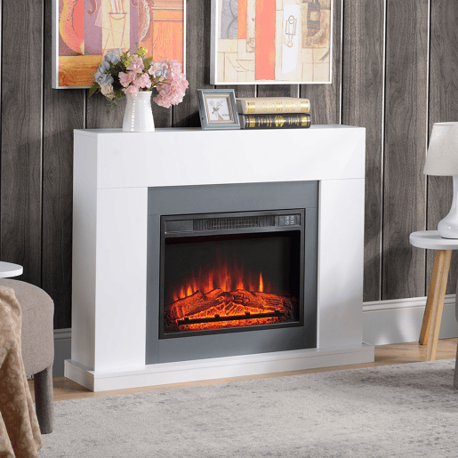 HOMCOM Lareira Elétrica 1800-2000W com Controle Remoto Chama Ajustável Termostato Temporizador Semanal e Proteção contra Superaquecimento 113x26,6x87,5cm Branco HOMCOM Lareira Elétrica 1800-2000W com Controle Remoto Chama Ajustável Termostato Temporizador Semanal e Proteção contra Superaquecimento 113x26,6x87,5cm Branco