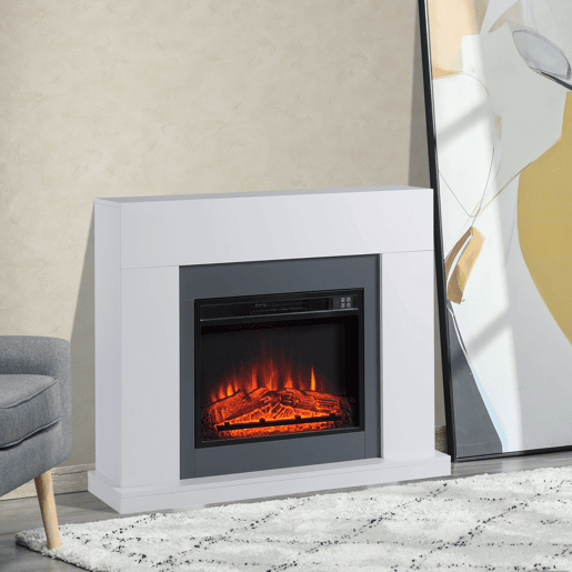 HOMCOM Lareira Elétrica 1800-2000W com Controle Remoto Chama Ajustável Termostato Temporizador Semanal e Proteção contra Superaquecimento 113x26,6x87,5cm Branco HOMCOM Lareira Elétrica 1800-2000W com Controle Remoto Chama Ajustável Termostato Temporizador Semanal e Proteção contra Superaquecimento 113x26,6x87,5cm Branco