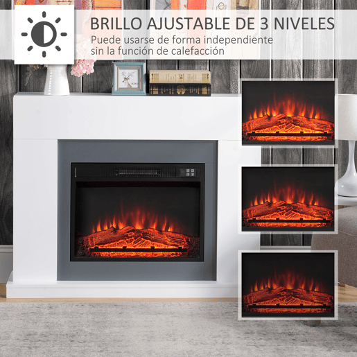 HOMCOM Lareira Elétrica 1800-2000W com Controle Remoto Chama Ajustável Termostato Temporizador Semanal e Proteção contra Superaquecimento 113x26,6x87,5cm Branco HOMCOM Lareira Elétrica 1800-2000W com Controle Remoto Chama Ajustável Termostato Temporizador Semanal e Proteção contra Superaquecimento 113x26,6x87,5cm Branco