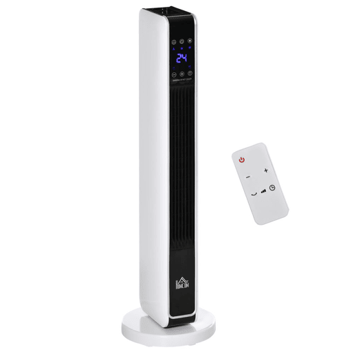 HOMCOM Aquecedor Cerâmico de Torre 10002000W com Controle Remoto Tela LED 3 Modos de Aquecimento Termostato Temporizador e Oscilação 65° para 25m² 21x21x73cm Branco HOMCOM Aquecedor Cerâmico de Torre 10002000W com Controle Remoto Tela LED 3 Modos de Aquecimento Termostato Temporizador e Oscilação 65° para 25m² 21x21x73cm Branco