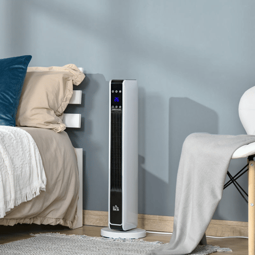 HOMCOM Aquecedor Cerâmico de Torre 10002000W com Controle Remoto Tela LED 3 Modos de Aquecimento Termostato Temporizador e Oscilação 65° para 25m² 21x21x73cm Branco HOMCOM Aquecedor Cerâmico de Torre 10002000W com Controle Remoto Tela LED 3 Modos de Aquecimento Termostato Temporizador e Oscilação 65° para 25m² 21x21x73cm Branco
