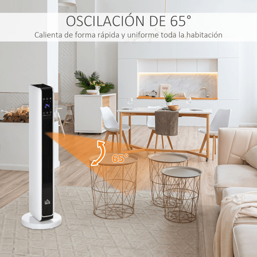 HOMCOM Aquecedor Cerâmico de Torre 10002000W com Controle Remoto Tela LED 3 Modos de Aquecimento Termostato Temporizador e Oscilação 65° para 25m² 21x21x73cm Branco HOMCOM Aquecedor Cerâmico de Torre 10002000W com Controle Remoto Tela LED 3 Modos de Aquecimento Termostato Temporizador e Oscilação 65° para 25m² 21x21x73cm Branco