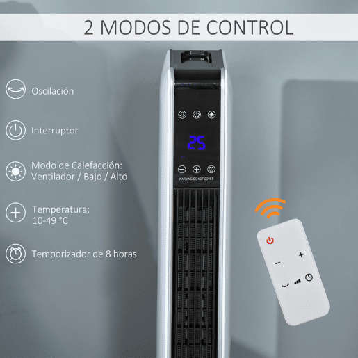 HOMCOM Aquecedor Cerâmico de Torre 10002000W com Controle Remoto Tela LED 3 Modos de Aquecimento Termostato Temporizador e Oscilação 65° para 25m² 21x21x73cm Branco HOMCOM Aquecedor Cerâmico de Torre 10002000W com Controle Remoto Tela LED 3 Modos de Aquecimento Termostato Temporizador e Oscilação 65° para 25m² 21x21x73cm Branco