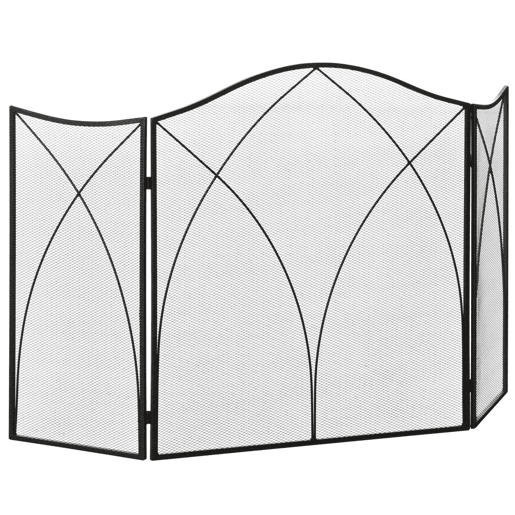 HOMCOM Frente para Lareira Dobrável Proteção para Lareira de 3 Painéis com Dobradiças e Estrutura de Metal Decorativa 126x2x76cm Preto HOMCOM Frente para Lareira Dobrável Proteção para Lareira de 3 Painéis com Dobradiças e Estrutura de Metal Decorativa 126x2x76cm Preto