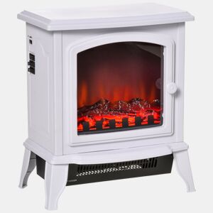 HOMCOM Lareira Elétrica Portátil 10002000W com Simulação de Chama Termostato Ajustável e Proteção de Superaquecimento para Salas de até 25m² 36,5x24x41,5cm Branco
