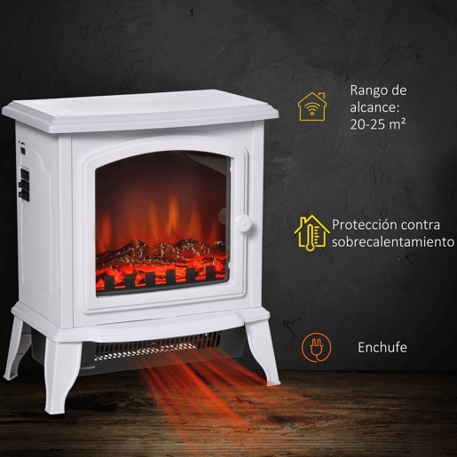 HOMCOM Lareira Elétrica Portátil 10002000W com Simulação de Chama Termostato Ajustável e Proteção de Superaquecimento para Salas de até 25m² 36,5x24x41,5cm Branco HOMCOM Lareira Elétrica Portátil 10002000W com Simulação de Chama Termostato Ajustável e Proteção de Superaquecimento para Salas de até 25m² 36,5x24x41,5cm Branco