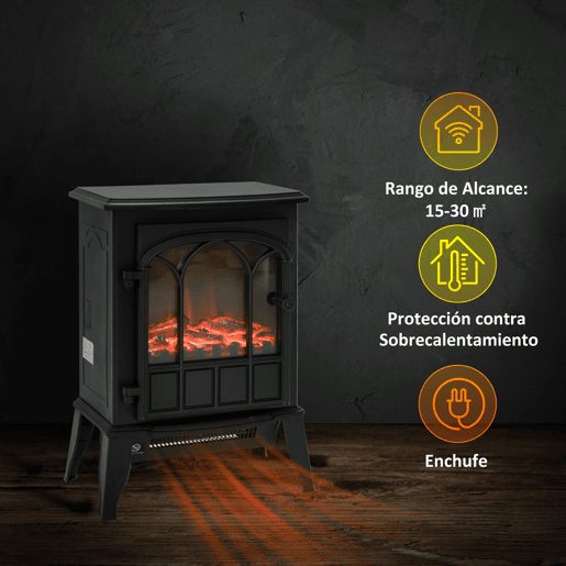 HOMCOM Lareira Elétrica Portátil 10002000W com Efeito de Chama Realista e Proteção Contra Superaquecimento para Ambientes entre 15-30m² 39x23x56,5cm Preto HOMCOM Lareira Elétrica Portátil 10002000W com Efeito de Chama Realista e Proteção Contra Superaquecimento para Ambientes entre 15-30m² 39x23x56,5cm Preto