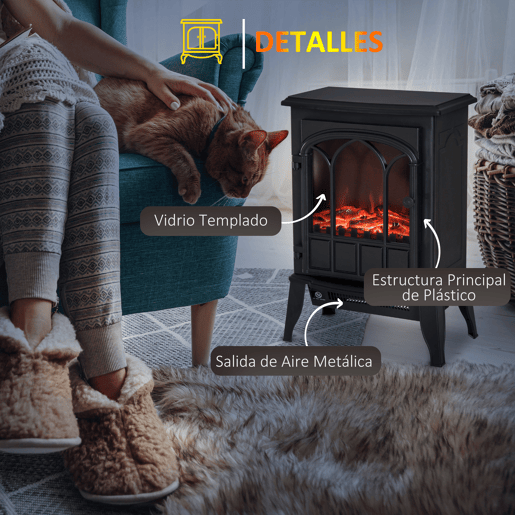 HOMCOM Lareira Elétrica Portátil 10002000W com Efeito de Chama Realista e Proteção Contra Superaquecimento para Ambientes entre 15-30m² 39x23x56,5cm Preto HOMCOM Lareira Elétrica Portátil 10002000W com Efeito de Chama Realista e Proteção Contra Superaquecimento para Ambientes entre 15-30m² 39x23x56,5cm Preto