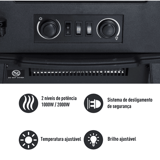 HOMCOM Lareira Elétrica Portátil 10002000W com Efeito de Chama Realista e Proteção Contra Superaquecimento para Ambientes entre 15-30m² 39x23x56,5cm Preto HOMCOM Lareira Elétrica Portátil 10002000W com Efeito de Chama Realista e Proteção Contra Superaquecimento para Ambientes entre 15-30m² 39x23x56,5cm Preto