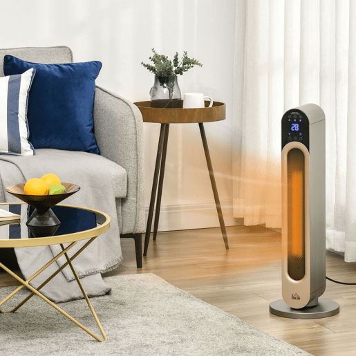 HOMCOM Aquecedor Cerâmico de Torre 11002200W com Controlo Remoto Ecrã LED Temporizador de 12h Termostato 3 Modos e Oscilação para 20-25m² Ø25x73,5cm Prata HOMCOM Aquecedor Cerâmico de Torre 11002200W com Controlo Remoto Ecrã LED Temporizador de 12h Termostato 3 Modos e Oscilação para 20-25m² Ø25x73,5cm Prata
