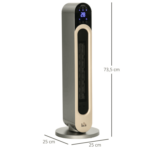 HOMCOM Aquecedor Cerâmico de Torre 11002200W com Controlo Remoto Ecrã LED Temporizador de 12h Termostato 3 Modos e Oscilação para 20-25m² Ø25x73,5cm Prata HOMCOM Aquecedor Cerâmico de Torre 11002200W com Controlo Remoto Ecrã LED Temporizador de 12h Termostato 3 Modos e Oscilação para 20-25m² Ø25x73,5cm Prata