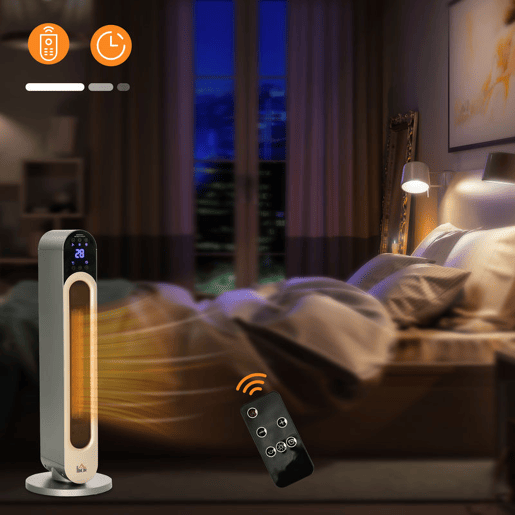 HOMCOM Aquecedor Cerâmico de Torre 11002200W com Controlo Remoto Ecrã LED Temporizador de 12h Termostato 3 Modos e Oscilação para 20-25m² Ø25x73,5cm Prata HOMCOM Aquecedor Cerâmico de Torre 11002200W com Controlo Remoto Ecrã LED Temporizador de 12h Termostato 3 Modos e Oscilação para 20-25m² Ø25x73,5cm Prata