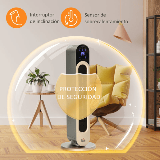 HOMCOM Aquecedor Cerâmico de Torre 11002200W com Controlo Remoto Ecrã LED Temporizador de 12h Termostato 3 Modos e Oscilação para 20-25m² Ø25x73,5cm Prata HOMCOM Aquecedor Cerâmico de Torre 11002200W com Controlo Remoto Ecrã LED Temporizador de 12h Termostato 3 Modos e Oscilação para 20-25m² Ø25x73,5cm Prata