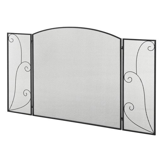 HOMCOM Frente para Lareira de 3 Painéis Frente para Lareira Dobrável com Dobradiças Estrutura Metálica Malha Decorativa 132,5x76,5cm Preto HOMCOM Frente para Lareira de 3 Painéis Frente para Lareira Dobrável com Dobradiças Estrutura Metálica Malha Decorativa 132,5x76,5cm Preto