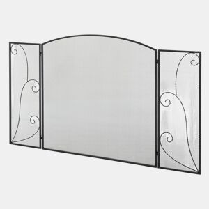 HOMCOM Frente para Lareira de 3 Painéis Frente para Lareira Dobrável com Dobradiças Estrutura Metálica Malha Decorativa 132,5x76,5cm Preto