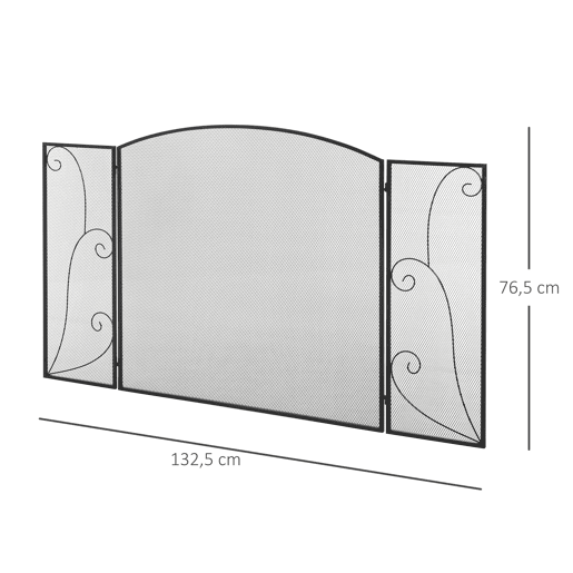 HOMCOM Frente para Lareira de 3 Painéis Frente para Lareira Dobrável com Dobradiças Estrutura Metálica Malha Decorativa 132,5x76,5cm Preto HOMCOM Frente para Lareira de 3 Painéis Frente para Lareira Dobrável com Dobradiças Estrutura Metálica Malha Decorativa 132,5x76,5cm Preto