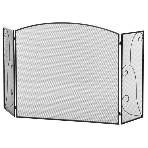 HOMCOM Frente para Lareira de 3 Painéis Frente para Lareira Dobrável com Dobradiças Estrutura Metálica Malha Decorativa 132,5x76,5cm Preto HOMCOM Frente para Lareira de 3 Painéis Frente para Lareira Dobrável com Dobradiças Estrutura Metálica Malha Decorativa 132,5x76,5cm Preto