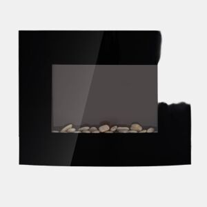 HOMCOM Lareira Elétrica de Parede Lareira Elétrica com Potência 9001800W Controlo Remoto Efeito de Chama Realista em 7 Cores 65x11,4x52cm Preto