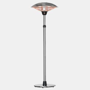 Outsunny Aquecedor de Jardim Elétrico 3000W Aquecedor Infravermelho com 3 Níveis de Aquecimento Altura Ajustável Proteção IP44 para Terraço Pátio Ø58,5x160-200cm Prata
