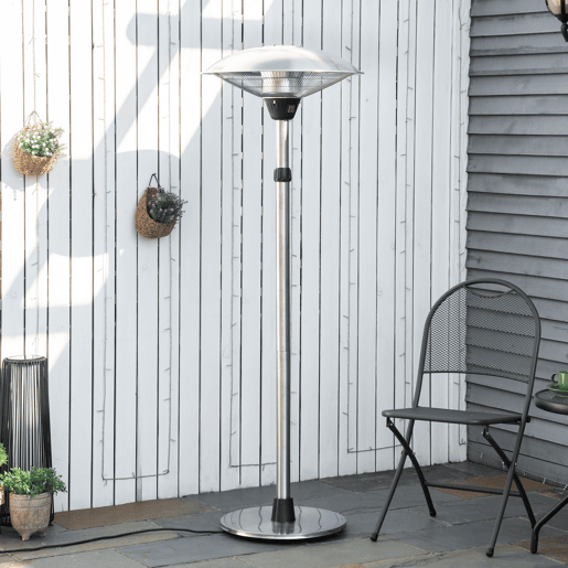 Outsunny Aquecedor de Jardim Elétrico 3000W Aquecedor Infravermelho com 3 Níveis de Aquecimento Altura Ajustável Proteção IP44 para Terraço Pátio Ø58,5x160-200cm Prata Outsunny Aquecedor de Jardim Elétrico 3000W Aquecedor Infravermelho com 3 Níveis de Aquecimento Altura Ajustável Proteção IP44 para Terraço Pátio Ø58,5x160-200cm Prata