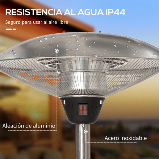 Outsunny Aquecedor de Jardim Elétrico 3000W Aquecedor Infravermelho com 3 Níveis de Aquecimento Altura Ajustável Proteção IP44 para Terraço Pátio Ø58,5x160-200cm Prata Outsunny Aquecedor de Jardim Elétrico 3000W Aquecedor Infravermelho com 3 Níveis de Aquecimento Altura Ajustável Proteção IP44 para Terraço Pátio Ø58,5x160-200cm Prata