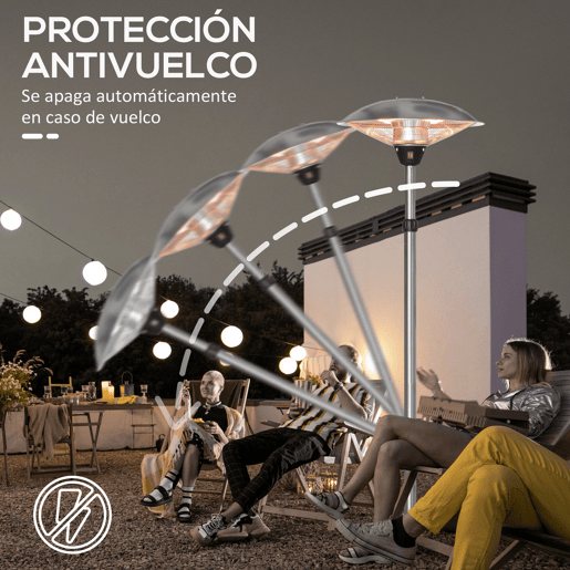 Outsunny Aquecedor de Jardim Elétrico 3000W Aquecedor Infravermelho com 3 Níveis de Aquecimento Altura Ajustável Proteção IP44 para Terraço Pátio Ø58,5x160-200cm Prata Outsunny Aquecedor de Jardim Elétrico 3000W Aquecedor Infravermelho com 3 Níveis de Aquecimento Altura Ajustável Proteção IP44 para Terraço Pátio Ø58,5x160-200cm Prata