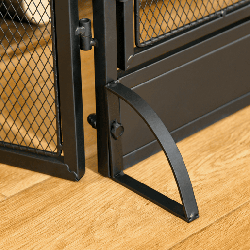 HOMCOM Frente de Lareira Dobrável Frente para Lareira com 3 Painéis com Porta Dupla e Pés Adicionais Estrutura de Metal 120x11,5x79cm Preto HOMCOM Frente de Lareira Dobrável Frente para Lareira com 3 Painéis com Porta Dupla e Pés Adicionais Estrutura de Metal 120x11,5x79cm Preto