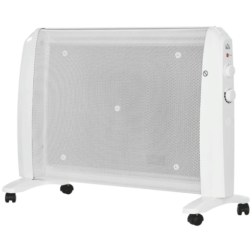 HOMCOM Aquecedor Elétrico 1000W2000W Aquecedor de Mica com 2 Níveis de Potência Termostato Regulável e 4 Rodas para Ambientes de 15-20 m² Silencioso 79x27x54 cm Branco HOMCOM Aquecedor Elétrico 1000W2000W Aquecedor de Mica com 2 Níveis de Potência Termostato Regulável e 4 Rodas para Ambientes de 15-20 m² Silencioso 79x27x54 cm Branco