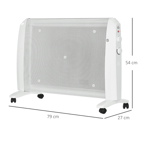 HOMCOM Aquecedor Elétrico 1000W2000W Aquecedor de Mica com 2 Níveis de Potência Termostato Regulável e 4 Rodas para Ambientes de 15-20 m² Silencioso 79x27x54 cm Branco HOMCOM Aquecedor Elétrico 1000W2000W Aquecedor de Mica com 2 Níveis de Potência Termostato Regulável e 4 Rodas para Ambientes de 15-20 m² Silencioso 79x27x54 cm Branco