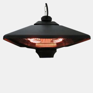 Outsunny Aquecedor de teto suspenso tipo Aquecedor elétrico de halogênio radiante para interior e exterior 1000  2000W com controle remoto 43x43x25cm preto