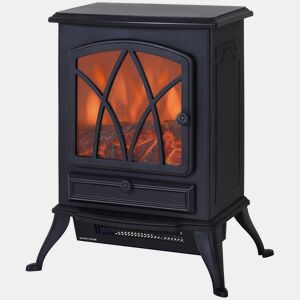 HOMCOM Lareira Elétrica Portátil Lareira Elétrica com Efeito de Chama Realista Potência 1000W2000W 45x28,5x54cm Preto