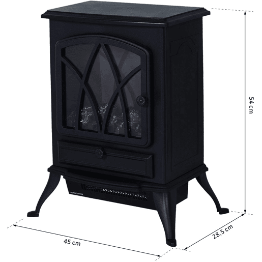 HOMCOM Lareira Elétrica Portátil Lareira Elétrica com Efeito de Chama Realista Potência 1000W2000W 45x28,5x54cm Preto HOMCOM Lareira Elétrica Portátil Lareira Elétrica com Efeito de Chama Realista Potência 1000W2000W 45x28,5x54cm Preto