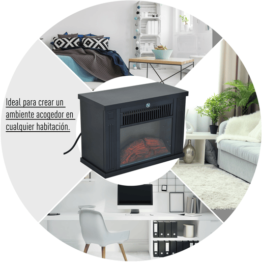 HOMCOM Lareira Elétrica Portátil Lareira Elétrica Compacta com Termostato Ajustável 600W1200W e Efeito de Chama Realista 34x17x25cm Preta HOMCOM Lareira Elétrica Portátil Lareira Elétrica Compacta com Termostato Ajustável 600W1200W e Efeito de Chama Realista 34x17x25cm Preta
