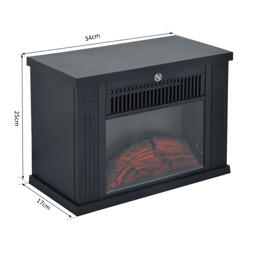 HOMCOM Lareira Elétrica Portátil Lareira Elétrica Compacta com Termostato Ajustável 600W1200W e Efeito de Chama Realista 34x17x25cm Preta HOMCOM Lareira Elétrica Portátil Lareira Elétrica Compacta com Termostato Ajustável 600W1200W e Efeito de Chama Realista 34x17x25cm Preta