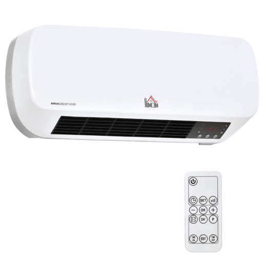 HOMCOM Aquecedor Cerâmico de Parede 1000W2000W com Controle Remoto 3 Modos de Aquecimento Temporizador de 12h Termostato e Proteção contra Superaquecimento 45x18,6x11,5cm Branco HOMCOM Aquecedor Cerâmico de Parede 1000W2000W com Controle Remoto 3 Modos de Aquecimento Temporizador de 12h Termostato e Proteção contra Superaquecimento 45x18,6x11,5cm Branco