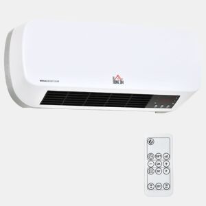 HOMCOM Aquecedor Cerâmico de Parede 1000W2000W com Controle Remoto 3 Modos de Aquecimento Temporizador de 12h Termostato e Proteção contra Superaquecimento 45x18,6x11,5cm Branco