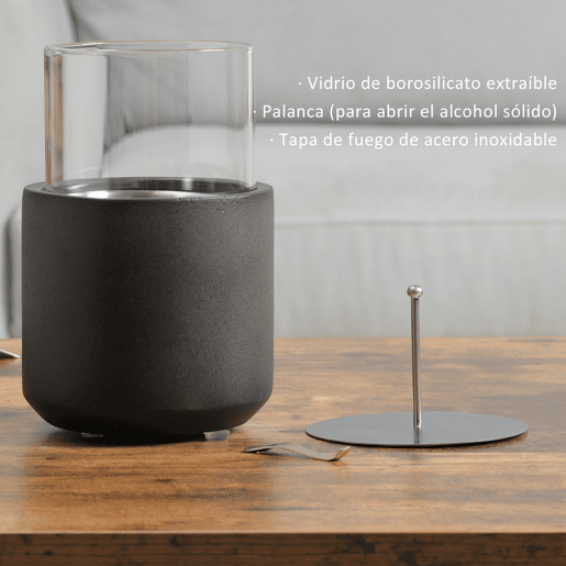 HOMCOM Lareira de Bioetanol de Mesa Capacidade 0,4L Combustão 2,5h Lareira de Bioetanol para Interior e Exterior 12x12x19cm Cinza Escuro