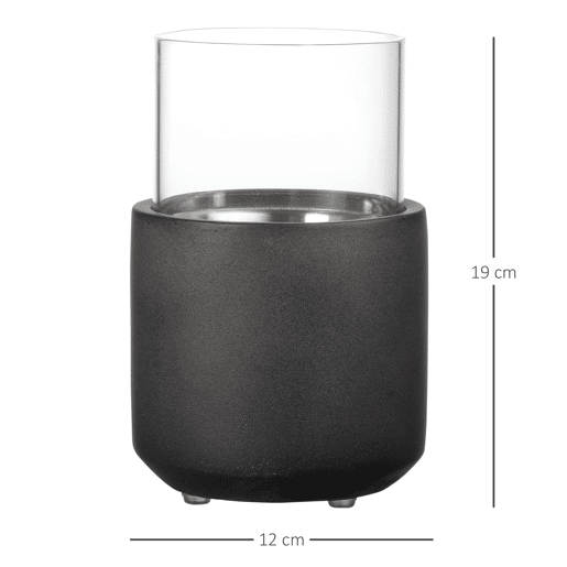 HOMCOM Lareira de Bioetanol de Mesa Capacidade 0,4L Combustão 2,5h Lareira de Bioetanol para Interior e Exterior 12x12x19cm Cinza Escuro
