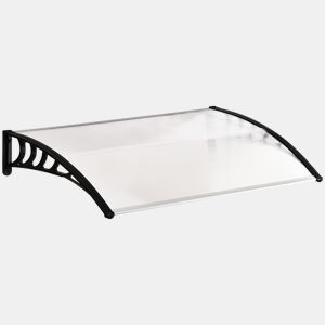 Outsunny Marquise de Proteção para Portas e Janelas Contra Sol e Chuva Telhado de Proteção com Desenho Moderno 150x90x25 cm Transparente e Preto
