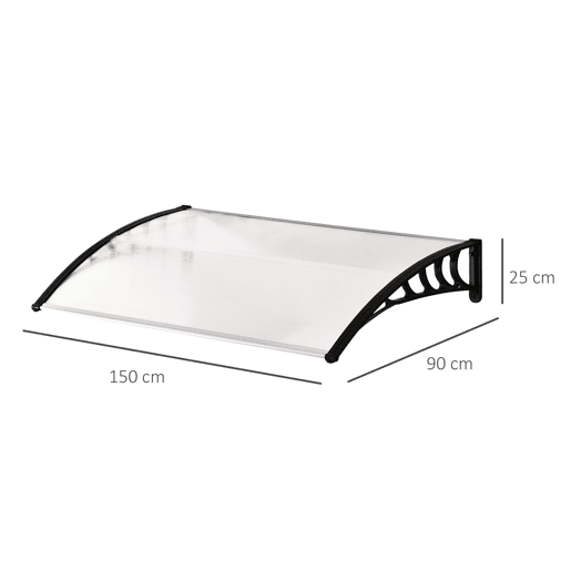 Outsunny Marquise de Proteção para Portas e Janelas Contra Sol e Chuva Telhado de Proteção com Desenho Moderno 150x90x25 cm Transparente e Preto Outsunny Marquise de Proteção para Portas e Janelas Contra Sol e Chuva Telhado de Proteção com Desenho Moderno 150x90x25 cm Transparente e Preto