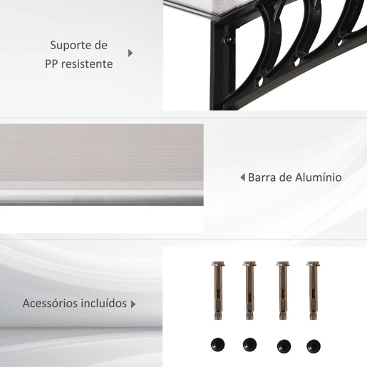 Outsunny Marquise de Proteção para Portas e Janelas Contra Sol e Chuva Telhado de Proteção com Desenho Moderno 150x90x25 cm Transparente e Preto Outsunny Marquise de Proteção para Portas e Janelas Contra Sol e Chuva Telhado de Proteção com Desenho Moderno 150x90x25 cm Transparente e Preto