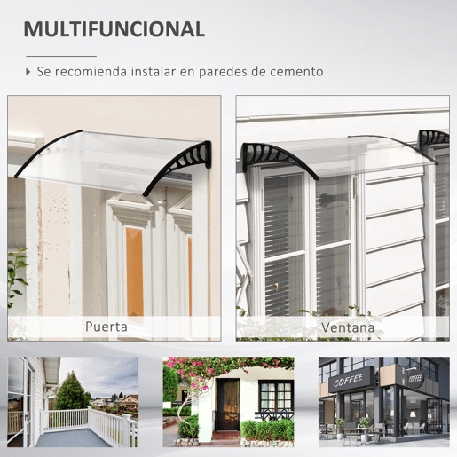 Outsunny Marquise de Proteção para Portas e Janelas Contra Sol e Chuva Telhado de Proteção com Desenho Moderno 150x90x25 cm Transparente e Preto Outsunny Marquise de Proteção para Portas e Janelas Contra Sol e Chuva Telhado de Proteção com Desenho Moderno 150x90x25 cm Transparente e Preto