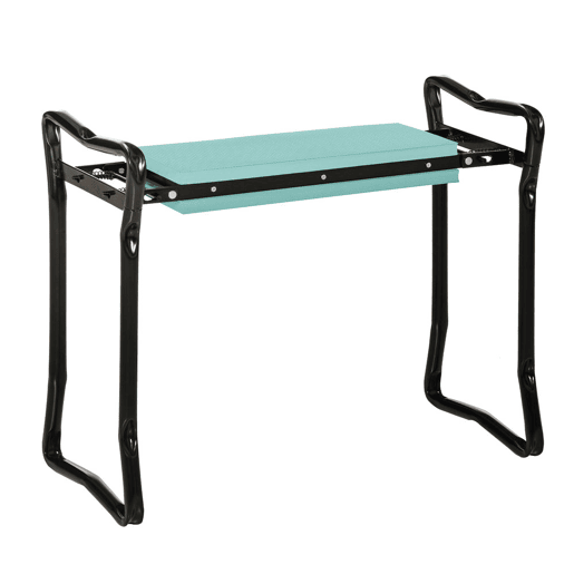 Outsunny Banco de Jardim Dobrável e Portátil Banco de Jardim com Joelheira para Jardinagem com Almofadas de Espuma EVA para Proteger seus Joelhos e Roupas 58x28x49cm Verde e Preto