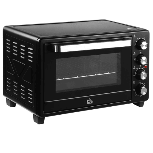 HOMCOM Forno Elétrico de Bancada Mini Forno Tostador de 32L 1600W com 3 Modos de Aquecimento, Temporizador de 60 Min e Temperatura Regulável até 230°C Preto HOMCOM Forno Elétrico de Bancada Mini Forno Tostador de 32L 1600W com 3 Modos de Aquecimento, Temporizador de 60 Min e Temperatura Regulável até 230°C Preto