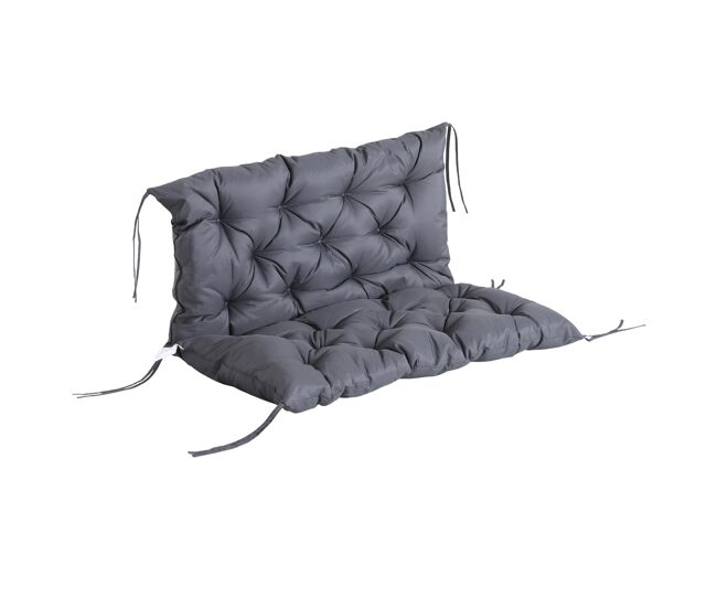 Outsunny cojín para banco de jardín con respaldo, 100x98x8 cm, colchón de banco de 2 plazas para interior y exterior con relleno grueso y cintas de sujeción, para columpio, terraza, balcón gris oscuro