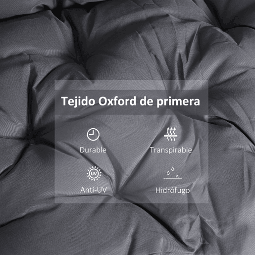 Outsunny Almofada para Banco de Jardim com Encosto, 100x98x8 cm, Almofada de Banco de 2 Lugares para Interior e Exterior com Enchimento Espesso e Tiras de Fixação, para Baloiço, Terraço, Varanda Cinzento Escuro