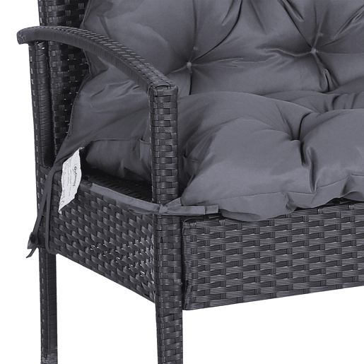 Outsunny Almofada para Banco de Jardim com Encosto, 100x98x8 cm, Almofada de Banco de 2 Lugares para Interior e Exterior com Enchimento Espesso e Tiras de Fixação, para Baloiço, Terraço, Varanda Cinzento Escuro